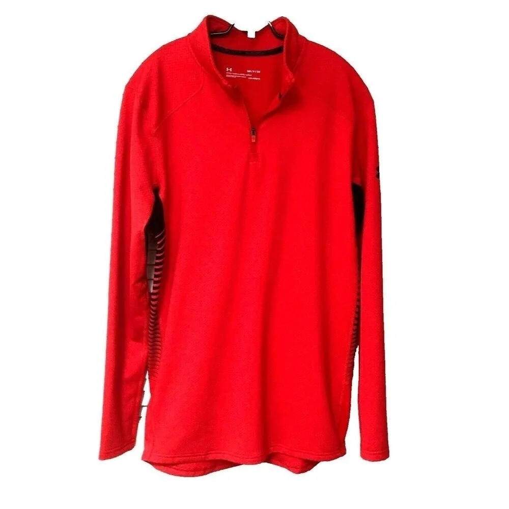 UNDER ARMOUR 1/4 Zip Shirt Jacket ColdGear‎ Performance Waffle Orange  Womens S